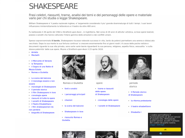Screenshot shakespeareinitaly.it