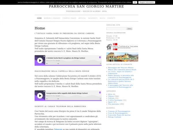 Screenshot parrocchiadipozzomaggiore.it
