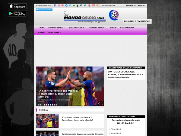 Screenshot mondocalcionews.it