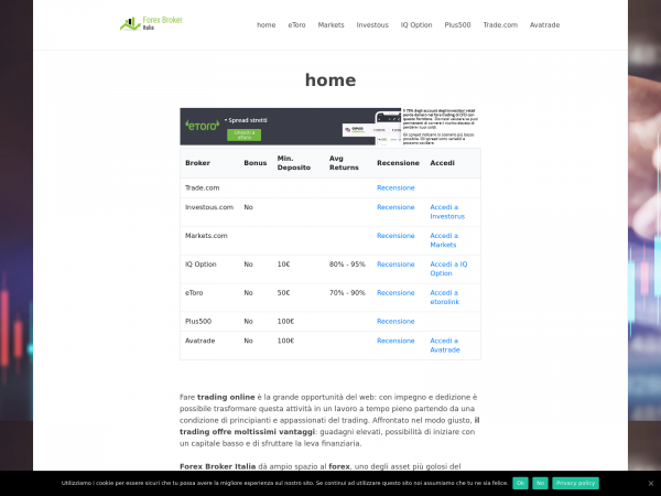 Screenshot forexbrokeritalia.com