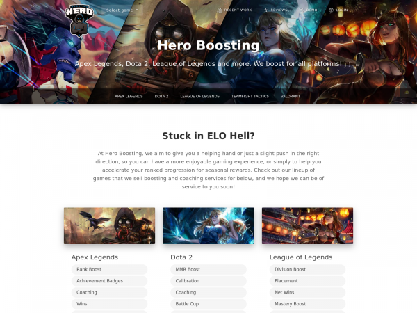 Screenshot heroboosting.com