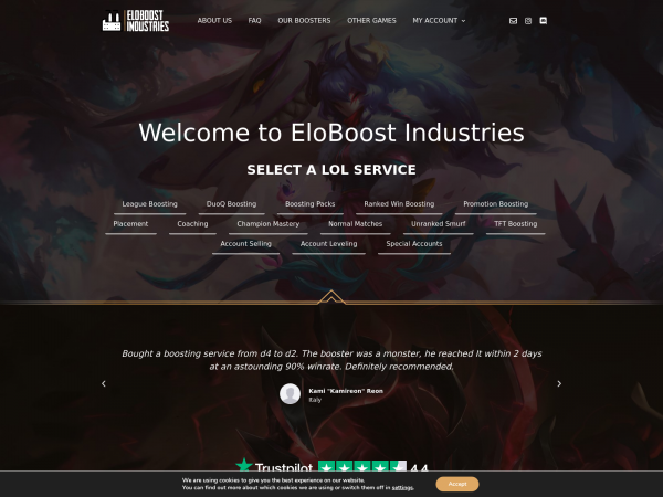 Screenshot eloboostindustries.com