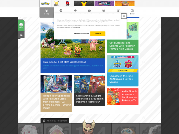 Screenshot pokemon.com